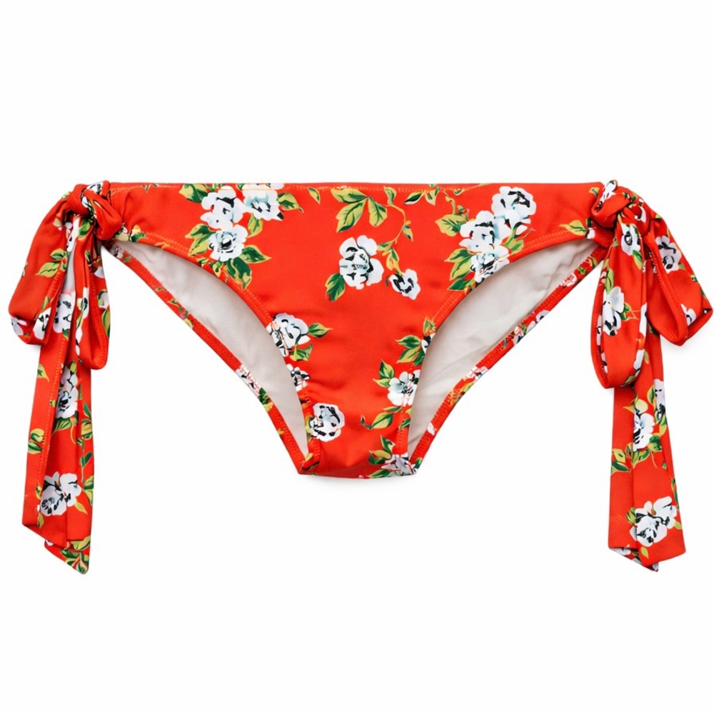 CAROLINE CONSTAS Clem Floral-print Low-rise Bikini Briefs In Coral Medium NWT